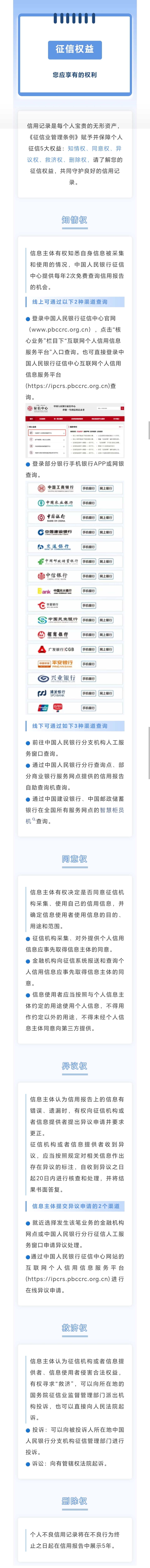 11.征信權益：您享有的權利